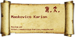 Maskovics Karion névjegykártya